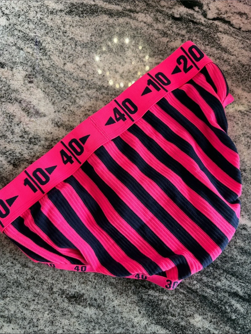 C-IN2 Men’s HARD Collection Neon Pink & Navy Blue Striped Briefs NWT!
